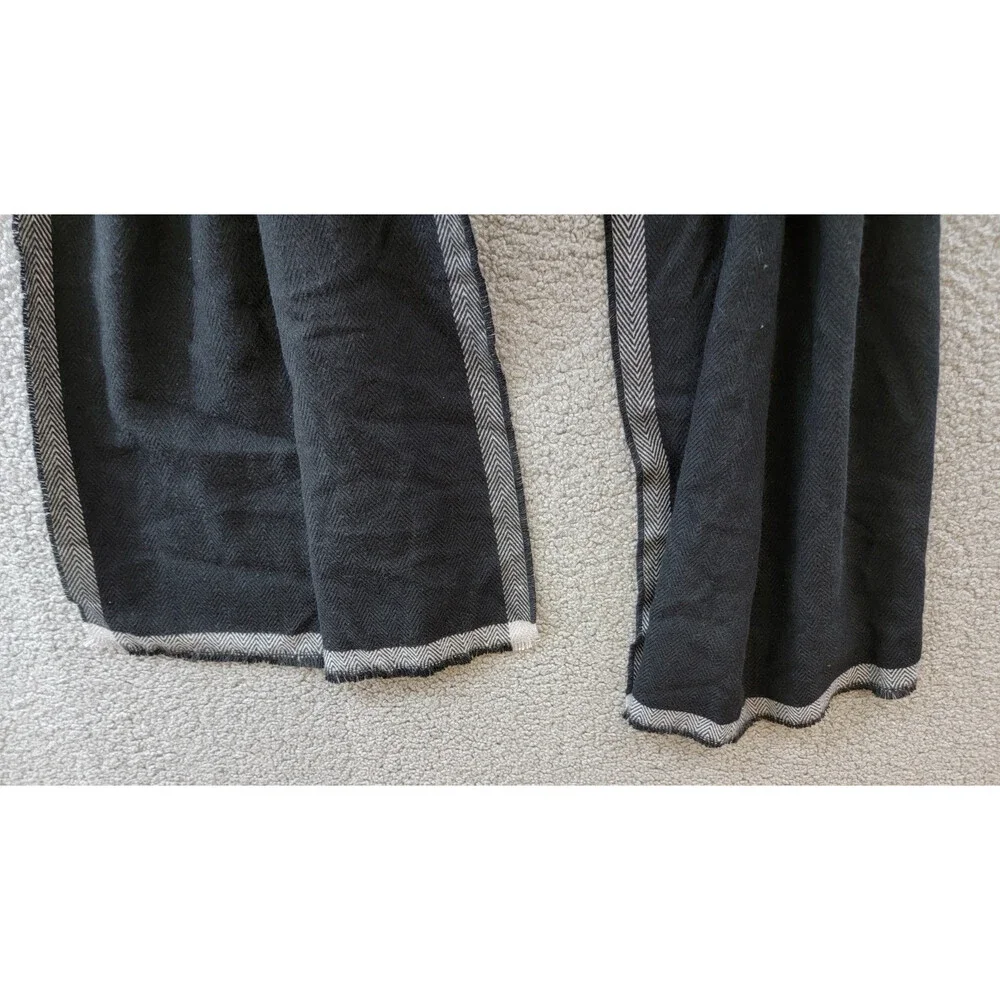 Alfani Herringbone Scarf Men’s One Size Black Contrast Border Detail